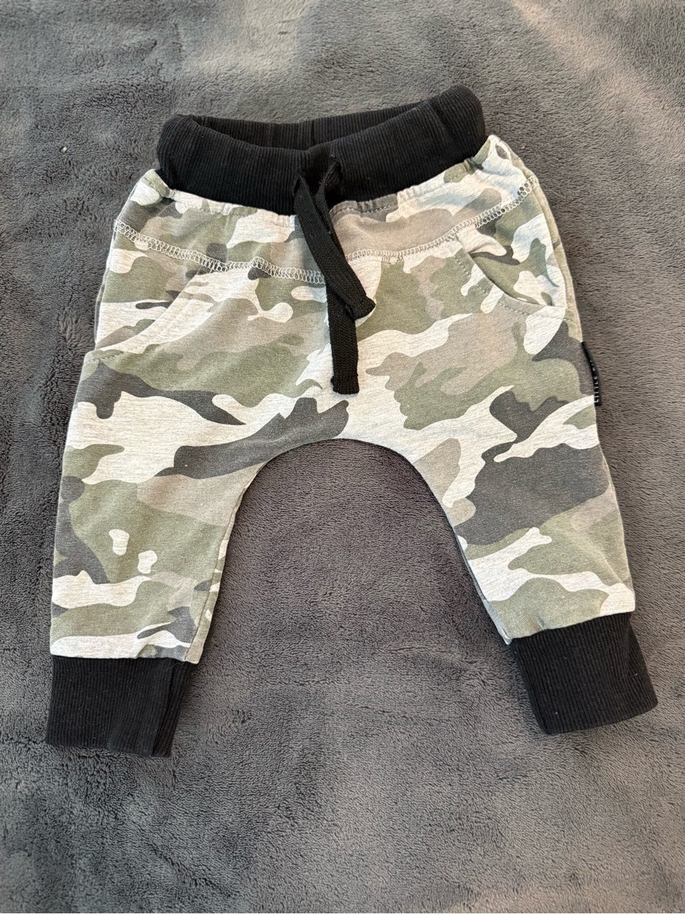 Little Bipsy Green Camouflage Jogger Pants with Black Trim